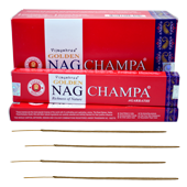 Golden Nag Champa : Encens Indien Vijayshree ~ Boîte de 12 étuis de  15 Grammes