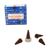 Nag Champa : Encens Indien Satya ~ Boîte de 12 Cônes + 1 Porte-Encens