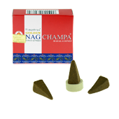 Golden Nag Champa : Encens Indien Vijayshree ~ Boîte de 10 Cônes + 1 Porte-Encens