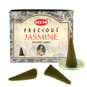 Jasmin Précieux : Encens Naturel Indien HEM ~ Boîte de 10 Cônes + 1 Porte-Encens