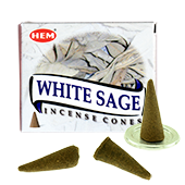 Sauge Blanche : Encens Naturel Indien HEM ~ Boîte de 10 Cônes + 1 Porte-Encens