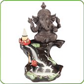 Fontaine à encens “ Ganesh ” en céramique et en terre cuite