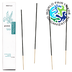 Encens d' Auroville Ayurvédique au Géranium ~ Étui de 12 Bâtonnets