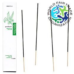 Encens d' Auroville Ayurvédique au Patchouli ~ Étui de 12 Bâtonnets