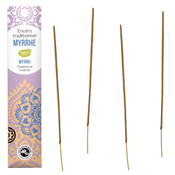 Myrrhe : Encens Indien Les Encens du Monde ~ Étui de 20 Bâtonnets