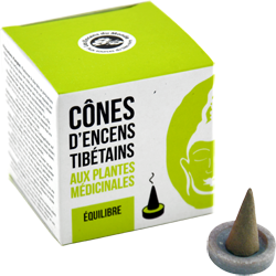 Équilibre : Encens Tibétain ~ Boîte de 15 Cônes + 1 Porte-Encens