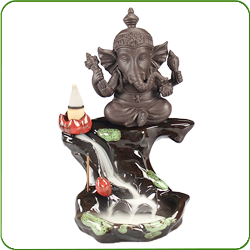 Fontaine à encens “ Ganesh ” en céramique et en terre cuite