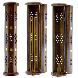 Porte Encens Tour en Bois - Vibrations Cristallines