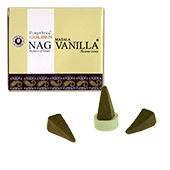 Golden Nag Vanille : Encens Naturel Vijayshree ~ Boîte de 10 Cônes + 1 Porte-Encens