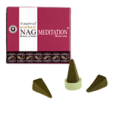 Golden Nag Méditation : Encens Naturel Vijayshree ~ Boîte de 10 Cônes + 1 Porte-Encens