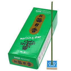 Sauge (Sage) : Encens Japonais Morning Star ( Nippon Kodo ) ~ Étui de 200 Bâtonnets + 1 Porte-Encens
