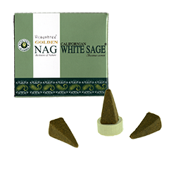Golden Nag Sauge Blanche : Encens Naturel Vijayshree ~ Boîte de 10 Cônes + 1 Porte-Encens