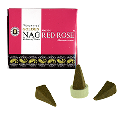 Golden Nag Red Rose : Encens Naturel Vijayshree ~ Boîte de 10 Cônes + 1 Porte-Encens